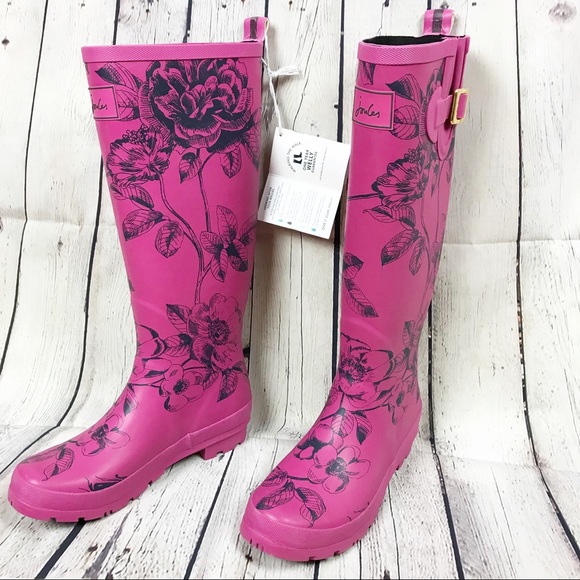 Joules Shoes - Joules Welly Pink Flower Rain Boots Size 8 NWT